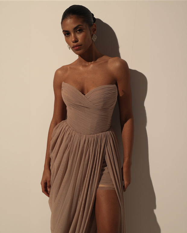 Dress with Corset Bodice and Draping